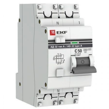 Дифференциальный автомат АД-32 1P+N 50А/30мА (тип А) EKF PROxima