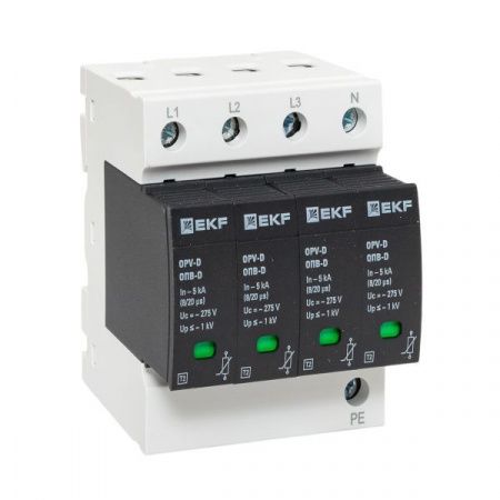 Ограничитель импульсных напряжений ОПВ-D/4P In 5кА 275В с сигн. EKF PROxima